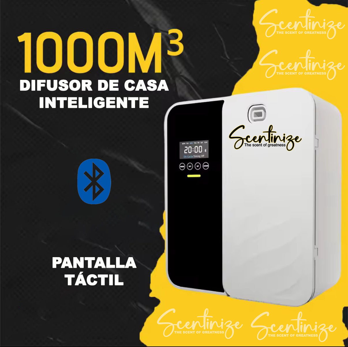 Difusor de Aromas Inteligente Control Bluetooth 500 ml / 1000 m³